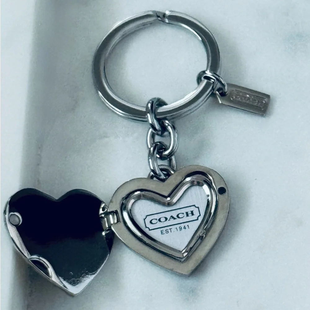 Coach Silver Heart Locket Keyring - Picture 3 of 11